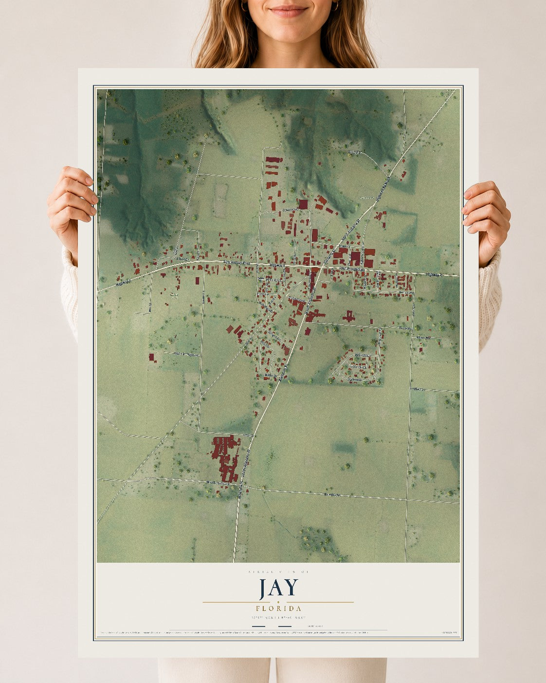 Jay, Florida map print, 24" x 36" Archival Matte Print mockup