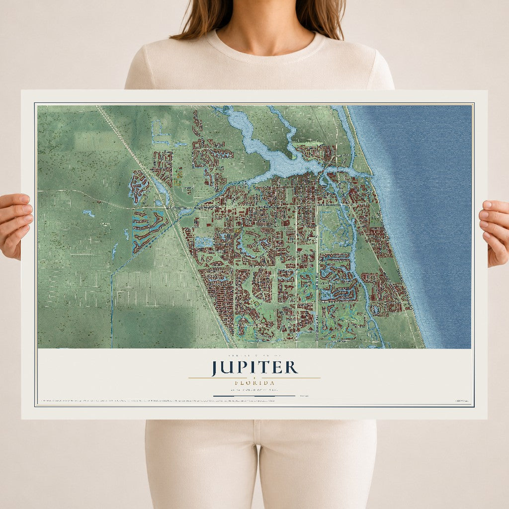 Jupiter, Florida map print, 18" x 24" Archival Matte Print mockup