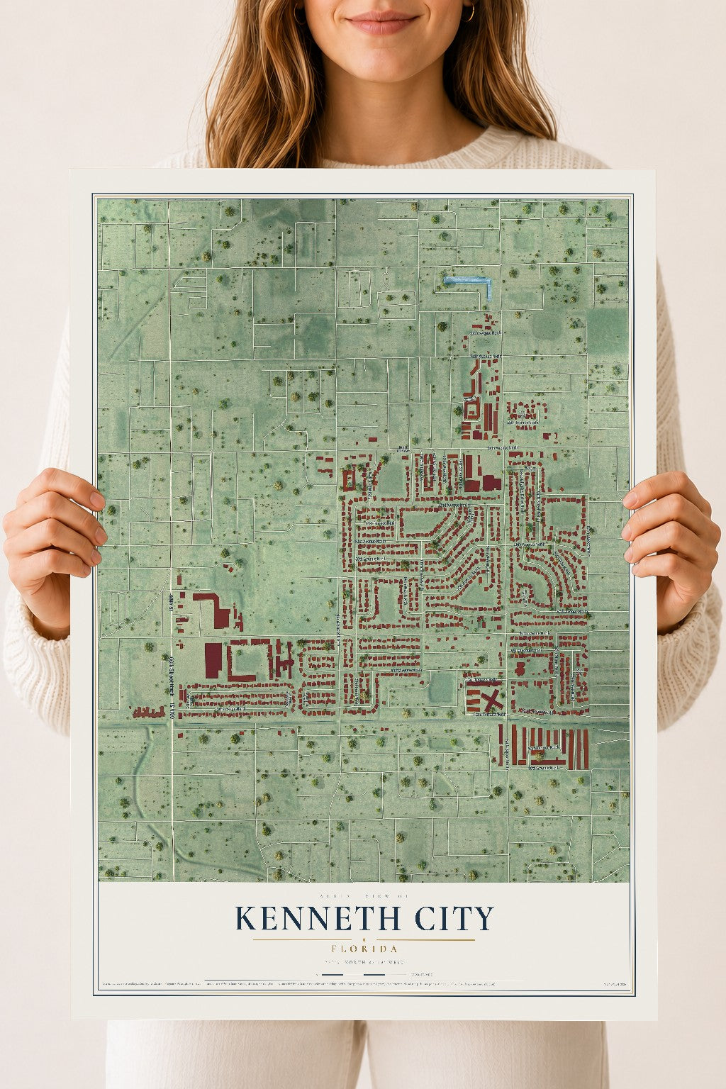 Kenneth City, Florida map print, 18" x 24" Archival Matte Print mockup