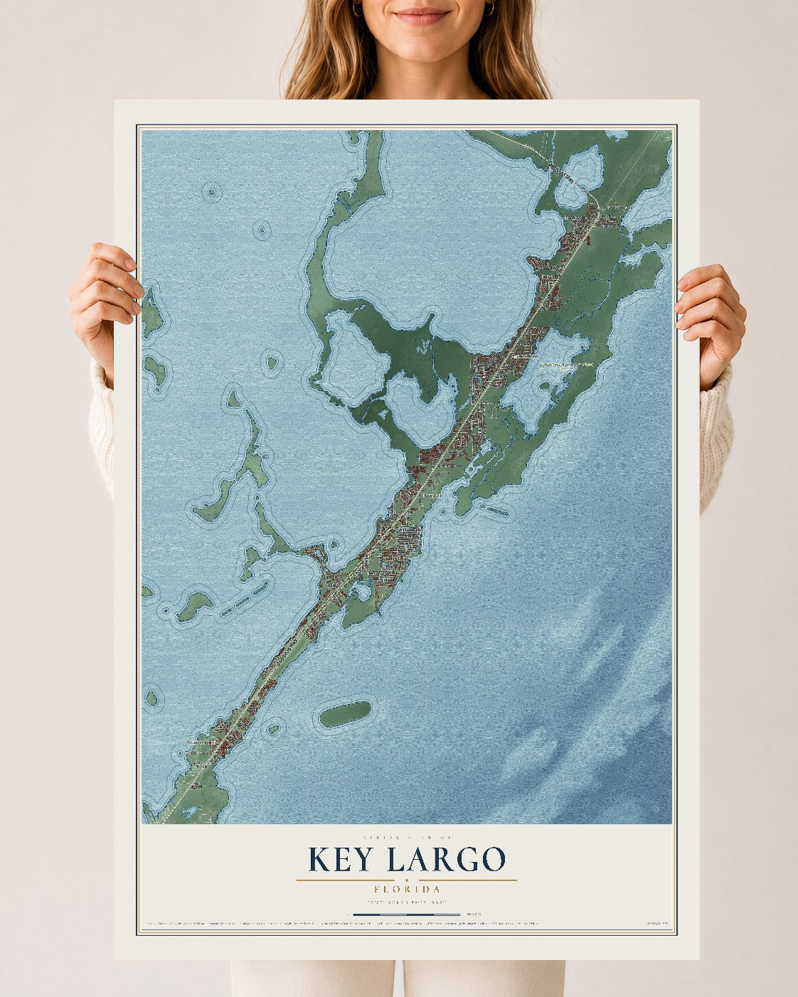 Key Largo, Florida map print, 24" x 36" Archival Matte Print mockup