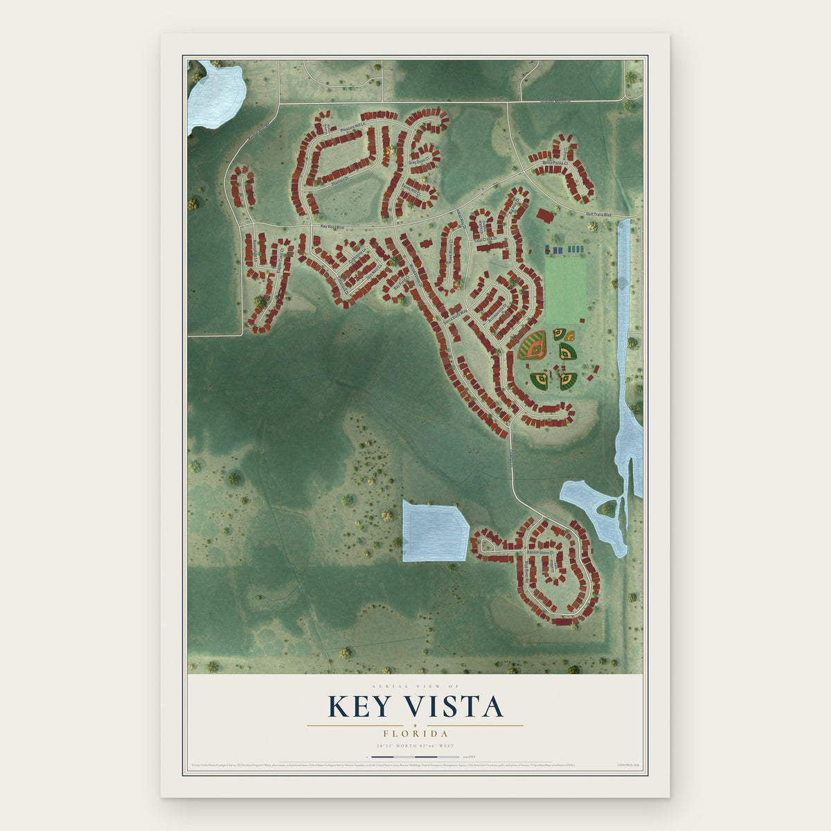 Key Vista, Florida map print, the full design