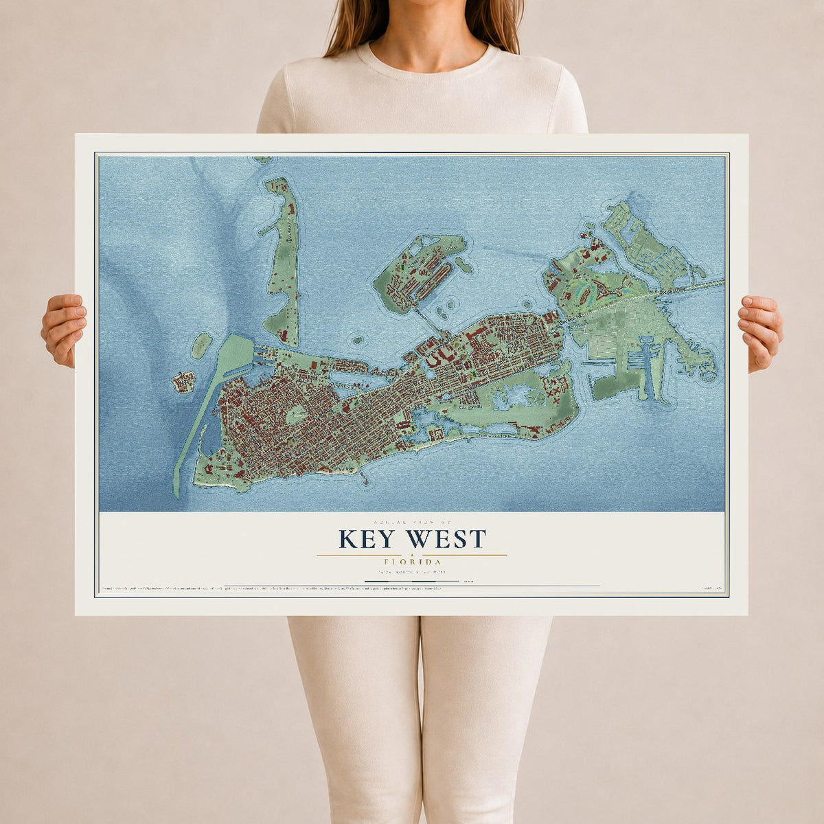 Key West, Florida map print, 24" x 36" Archival Matte Print mockup