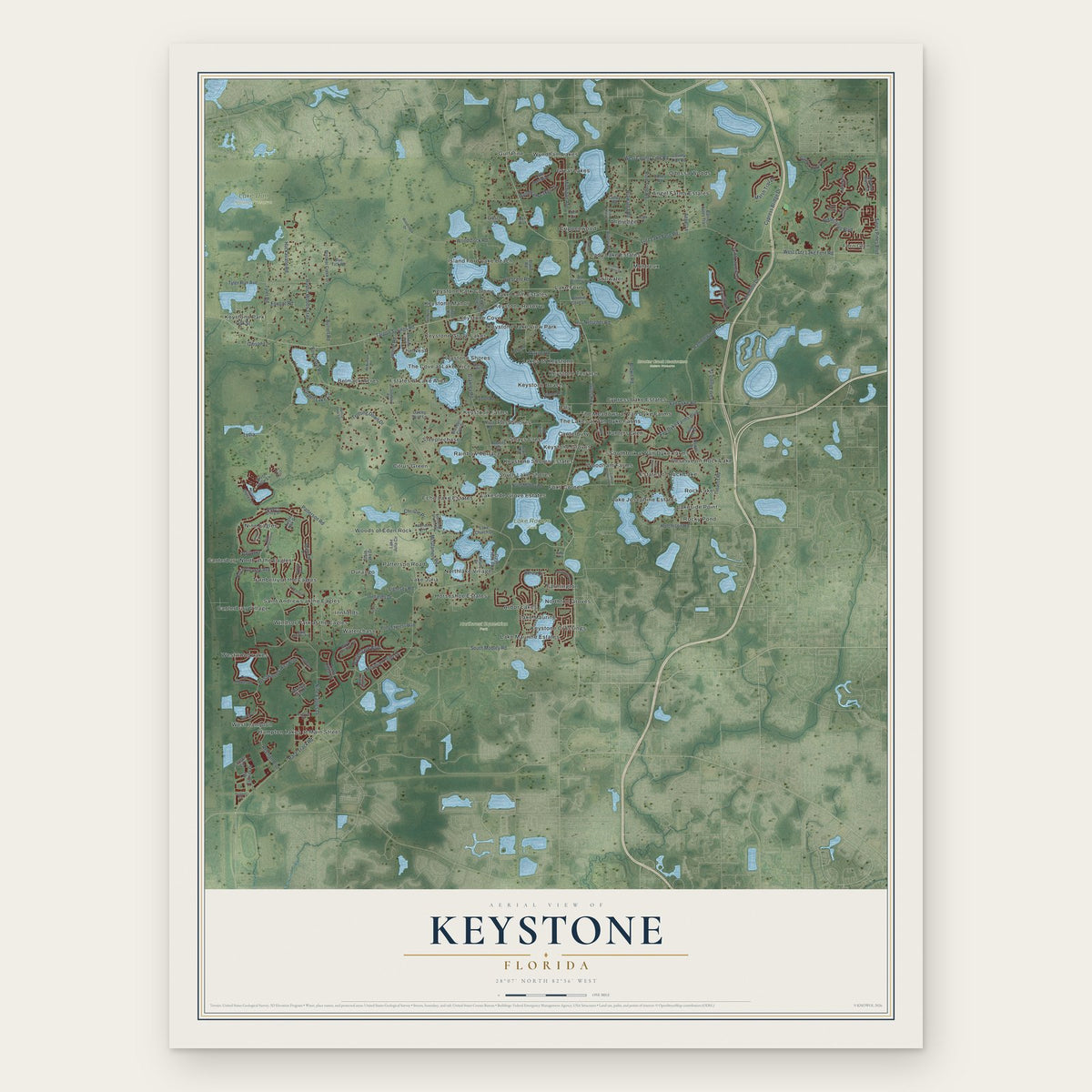 Keystone, Florida map print, the full design