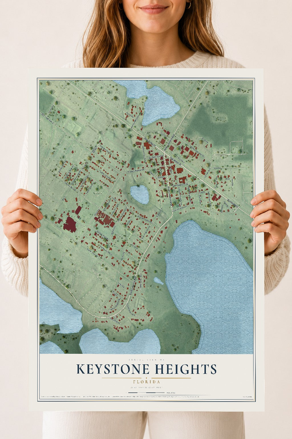 Keystone Heights, Florida map print, 18" x 24" Archival Matte Print mockup