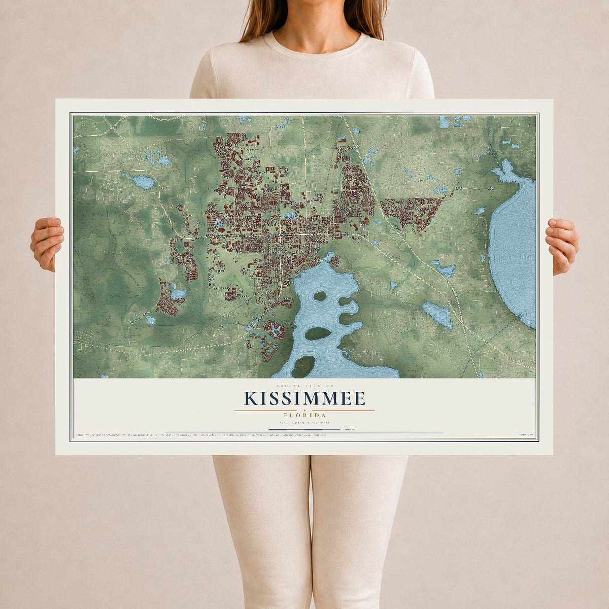 Kissimmee, Florida map print, 24" x 36" Archival Matte Print mockup