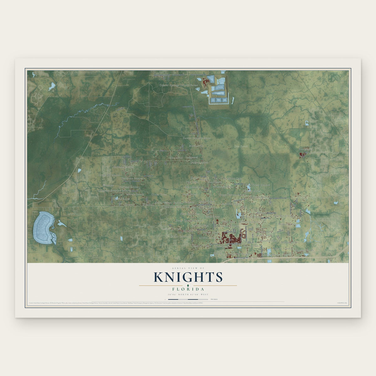 Knights, Florida map print, the full design