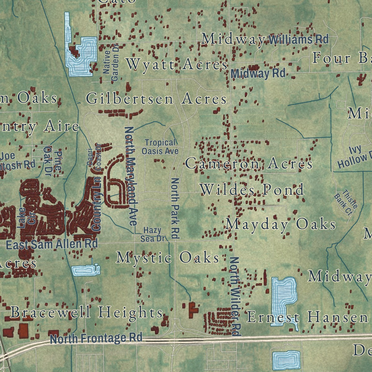 Close-up of the map of Knights, Florida print showing street and building detail