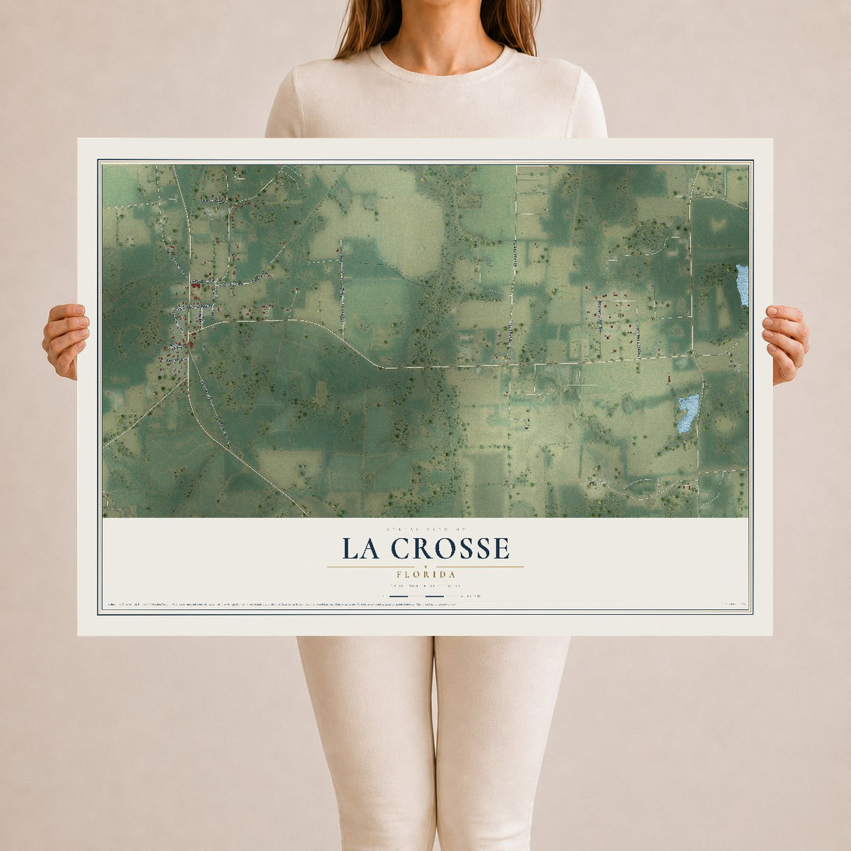 La Crosse, Florida map print, 24" x 36" Archival Matte Print mockup