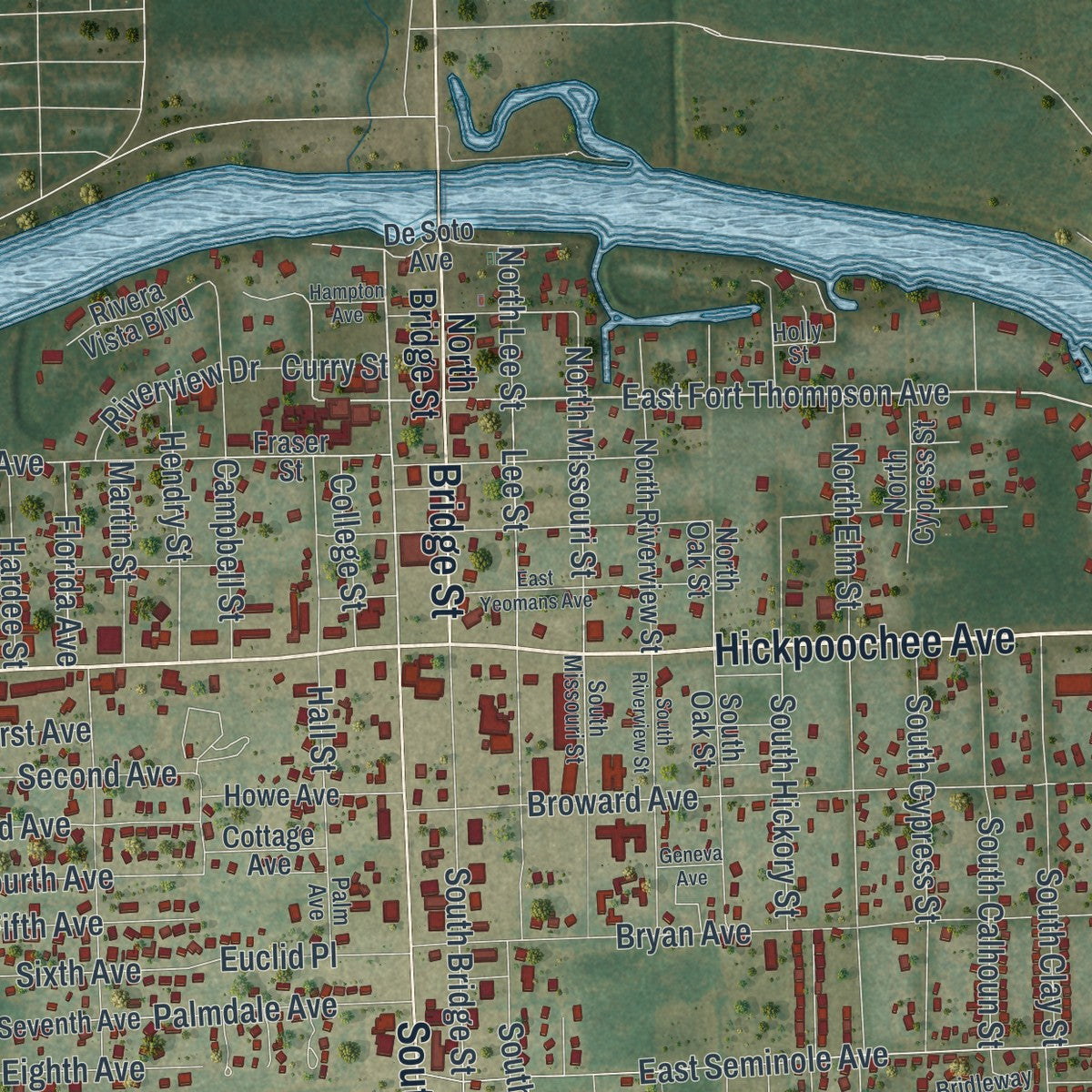 Close-up 1 of the LaBelle, Florida map artwork