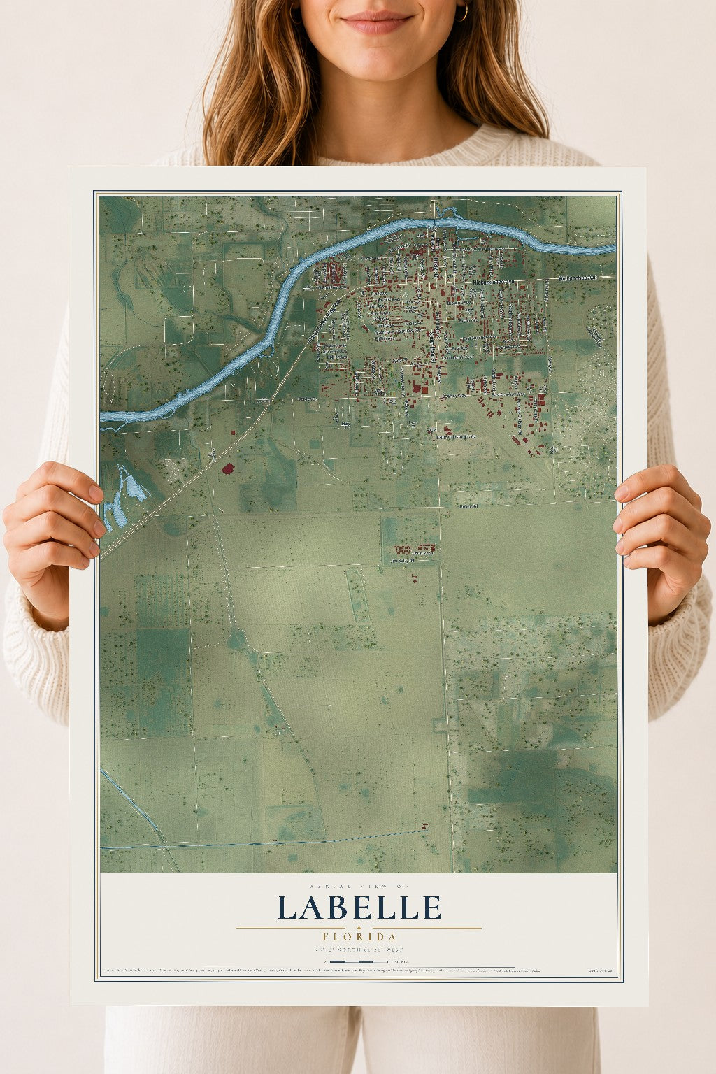 LaBelle, Florida map print, 18" x 24" Archival Matte Print mockup