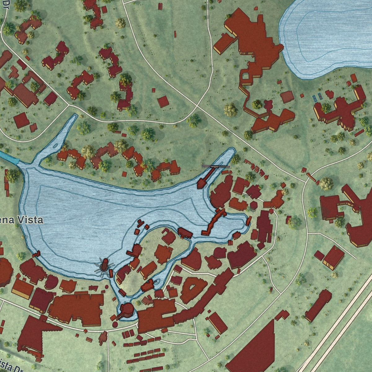 Close-up 1 of the Lake Buena Vista, Florida map artwork