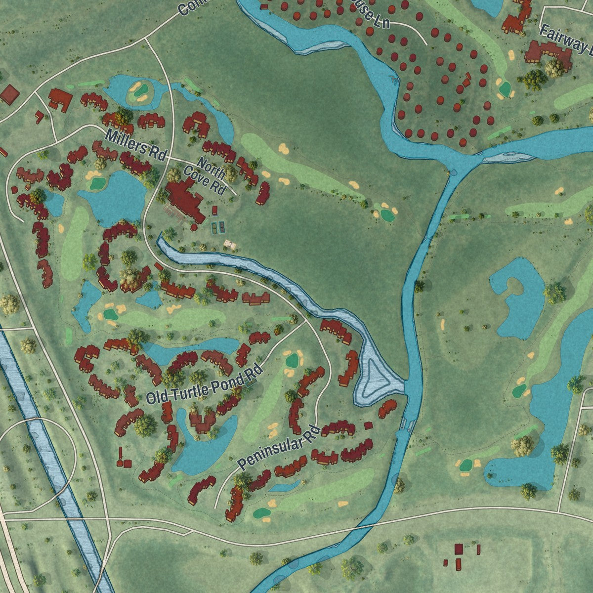 Close-up 2 of the Lake Buena Vista, Florida map artwork