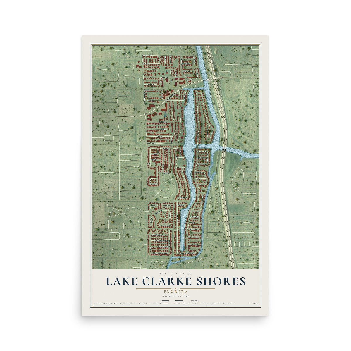 Lake Clarke Shores, Florida map print, 12" x 18" Archival Matte Print mockup