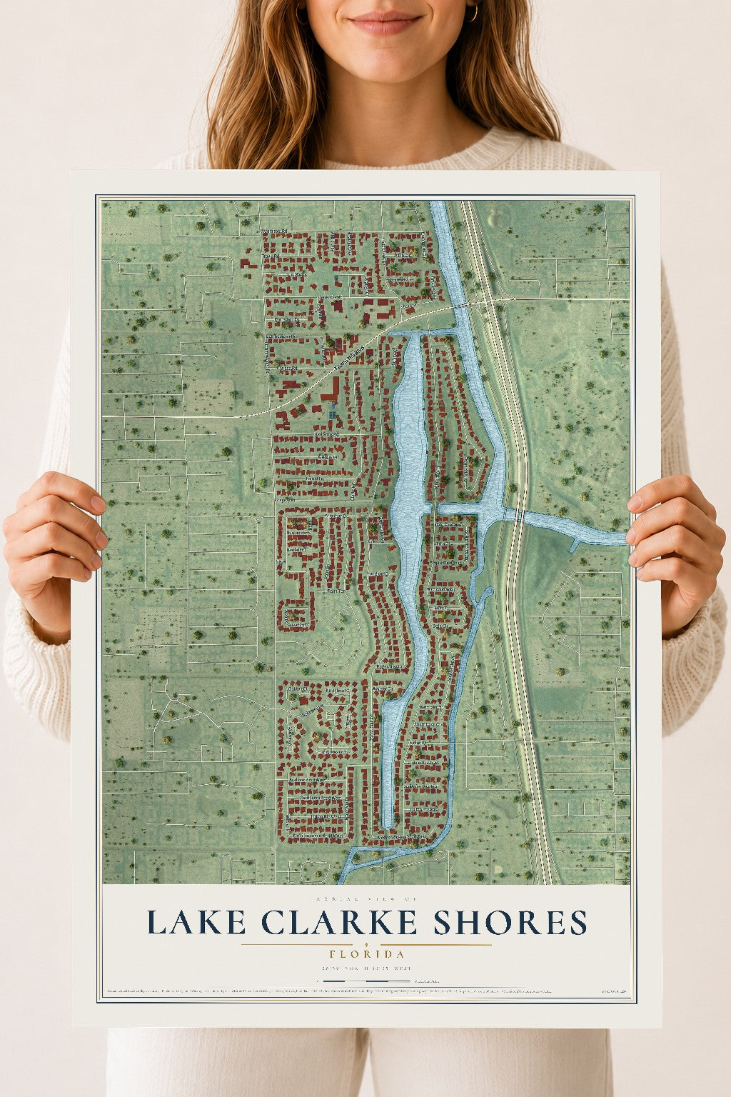 Lake Clarke Shores, Florida map print, 18" x 24" Archival Matte Print mockup