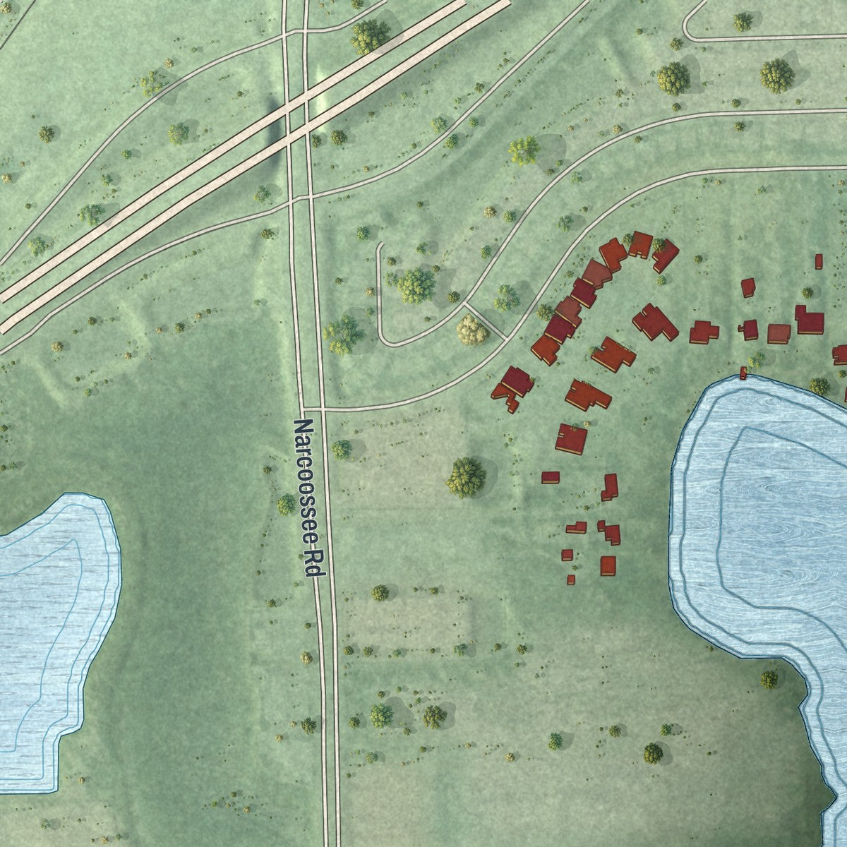 Close-up of the map of Lake Hart, Florida print showing street and building detail