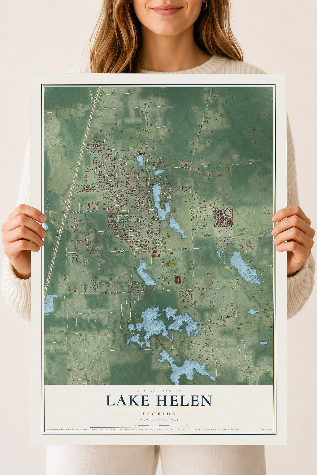 Lake Helen, Florida map print, 18" x 24" Archival Matte Print mockup