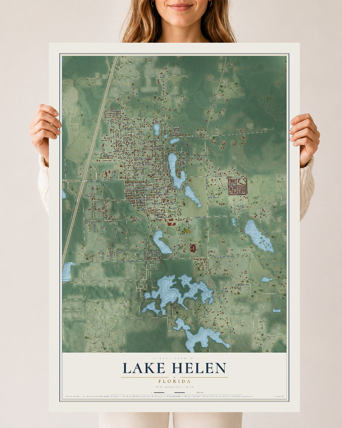 Lake Helen, Florida map print, 24" x 36" Archival Matte Print mockup