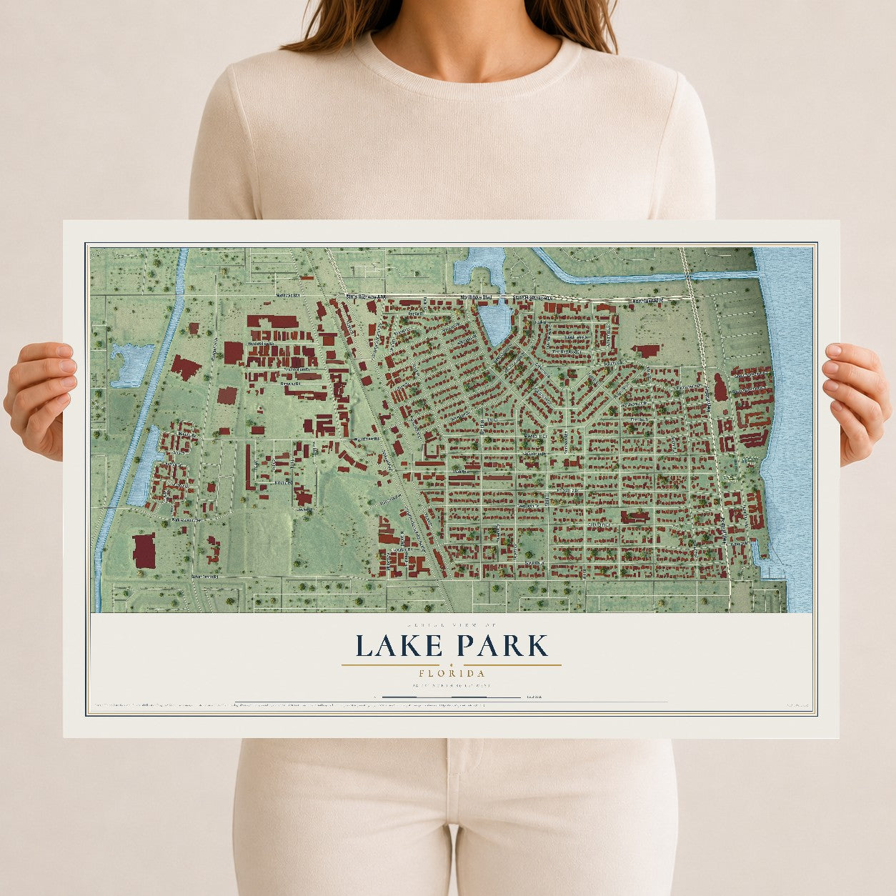 Lake Park, Florida map print, 12" x 18" Archival Matte Print mockup