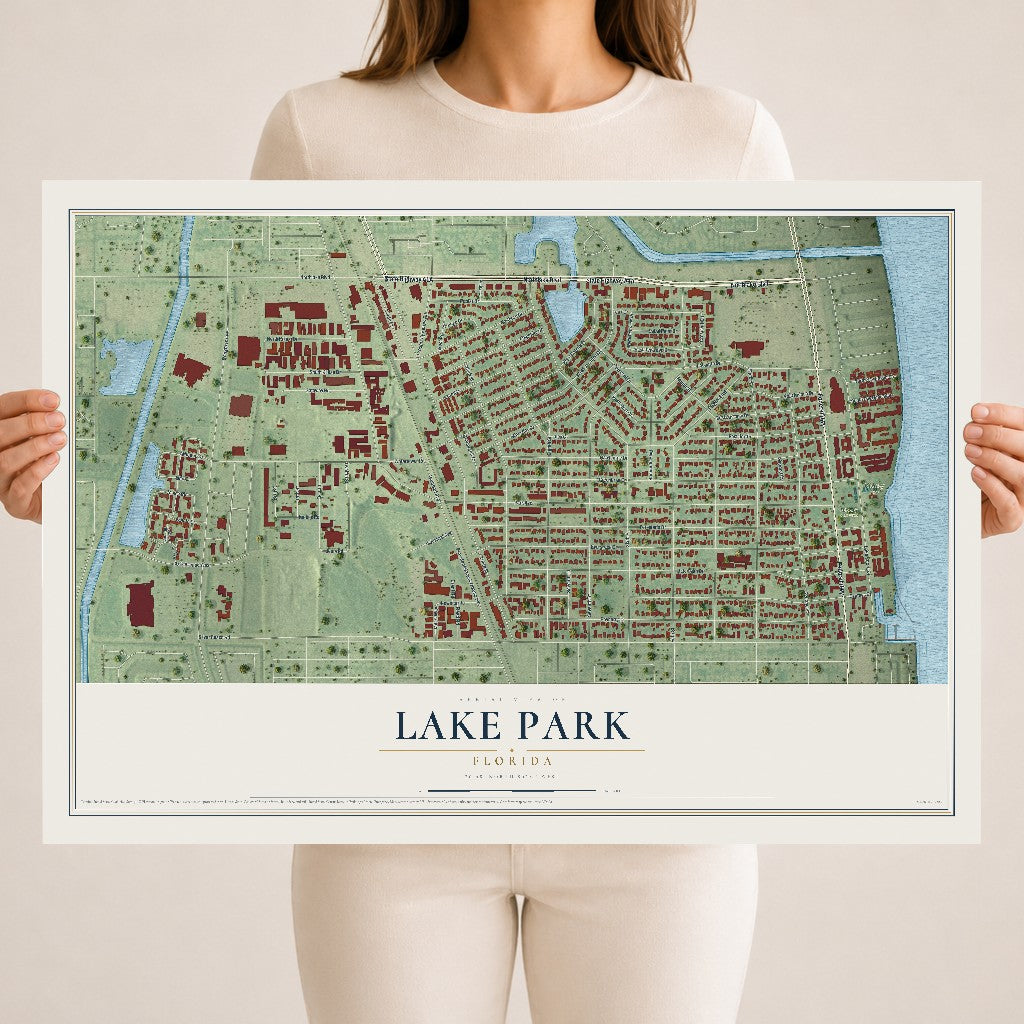 Lake Park, Florida map print, 18" x 24" Archival Matte Print mockup