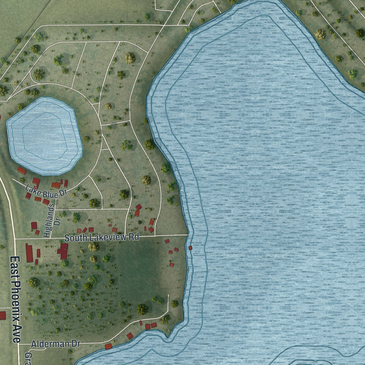 Close-up 2 of the Lake Placid, Florida map artwork