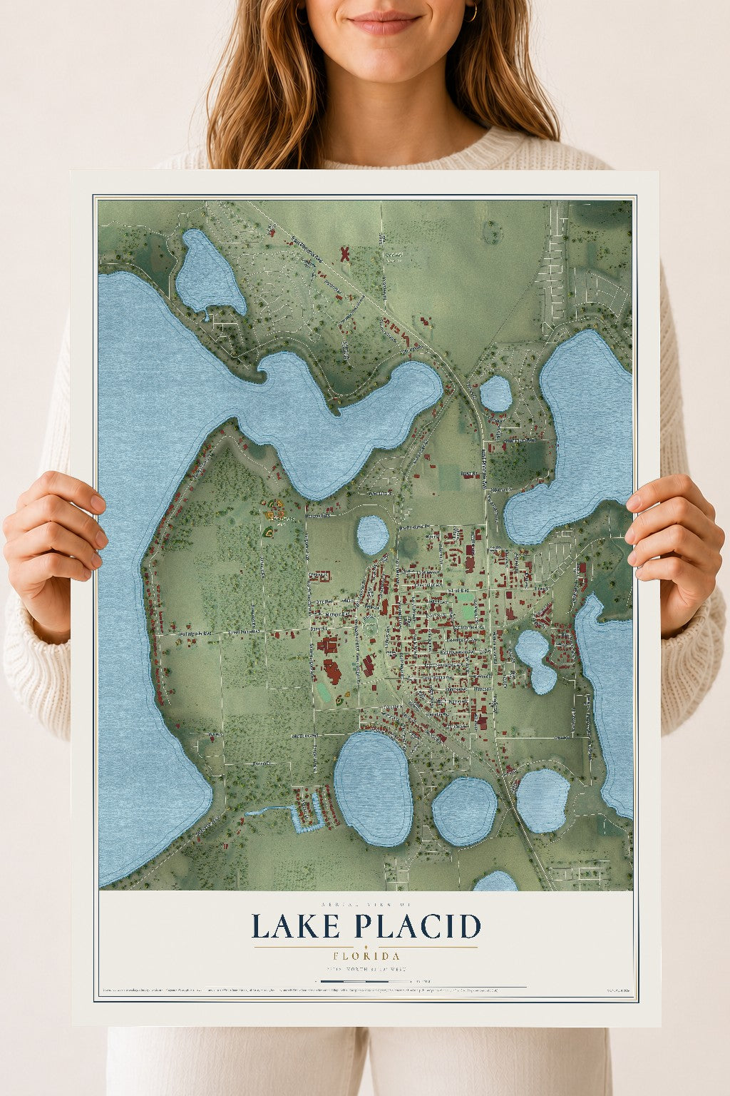 Lake Placid, Florida map print, 18" x 24" Archival Matte Print mockup