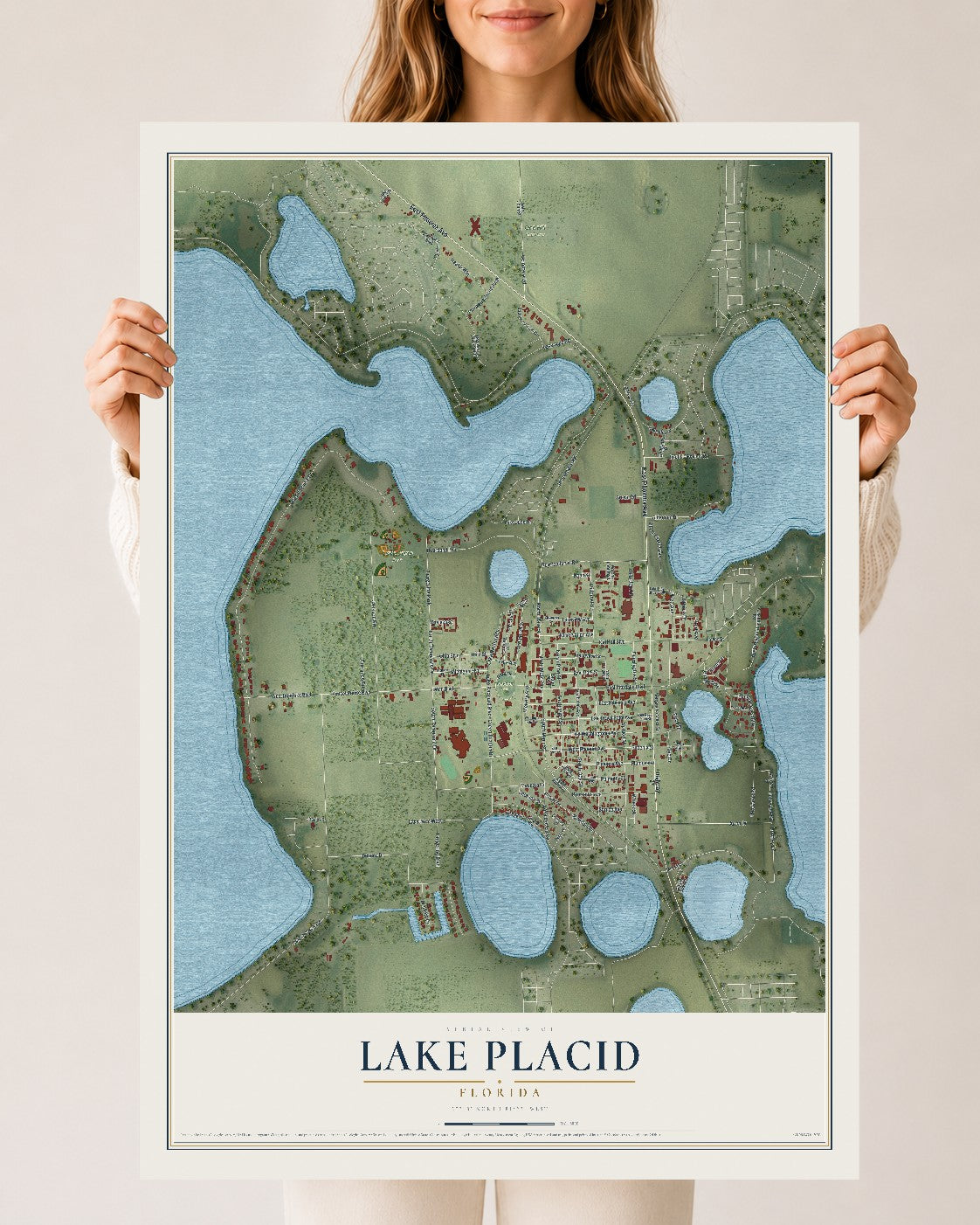 Lake Placid, Florida map print, 24" x 36" Archival Matte Print mockup