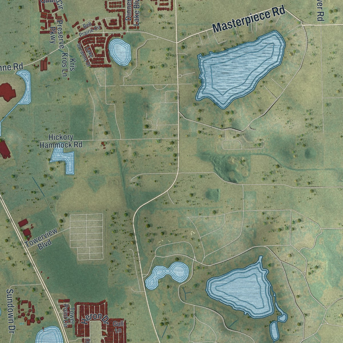 Close-up 2 of the Lake Wales, Florida map artwork