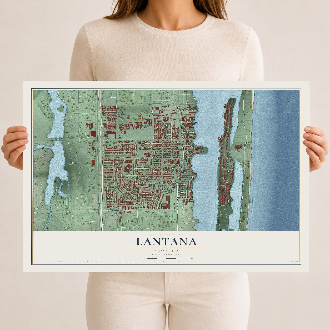 Lantana, Florida map print, 12" x 18" Archival Matte Print mockup