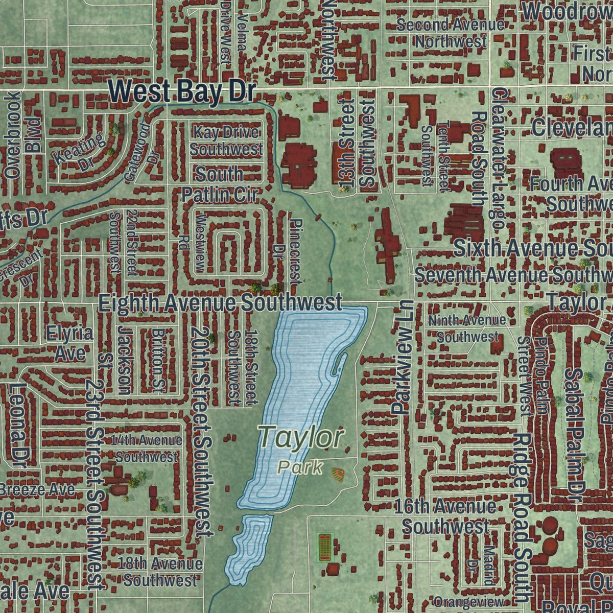 Close-up 1 of the Largo, Florida map artwork