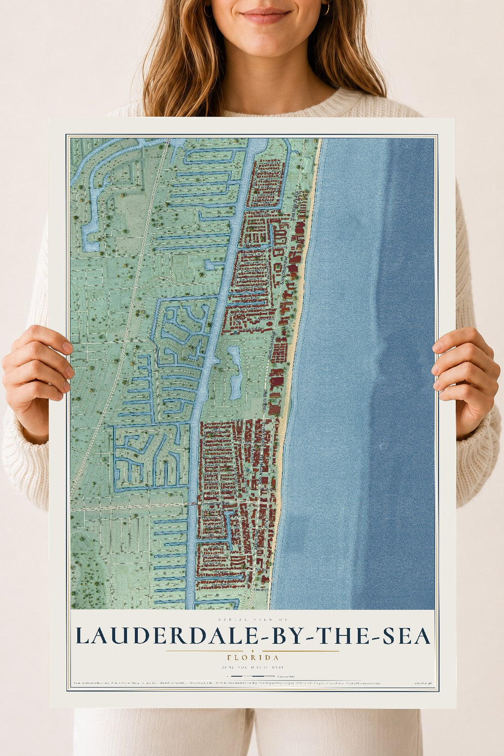 Lauderdale-by-the-Sea, Florida map print, 18" x 24" Archival Matte Print mockup