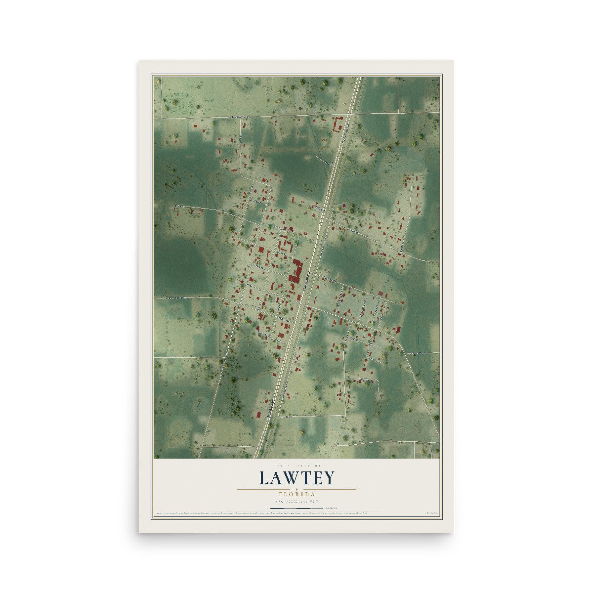 Lawtey, Florida map print, 12" x 18" Archival Matte Print mockup