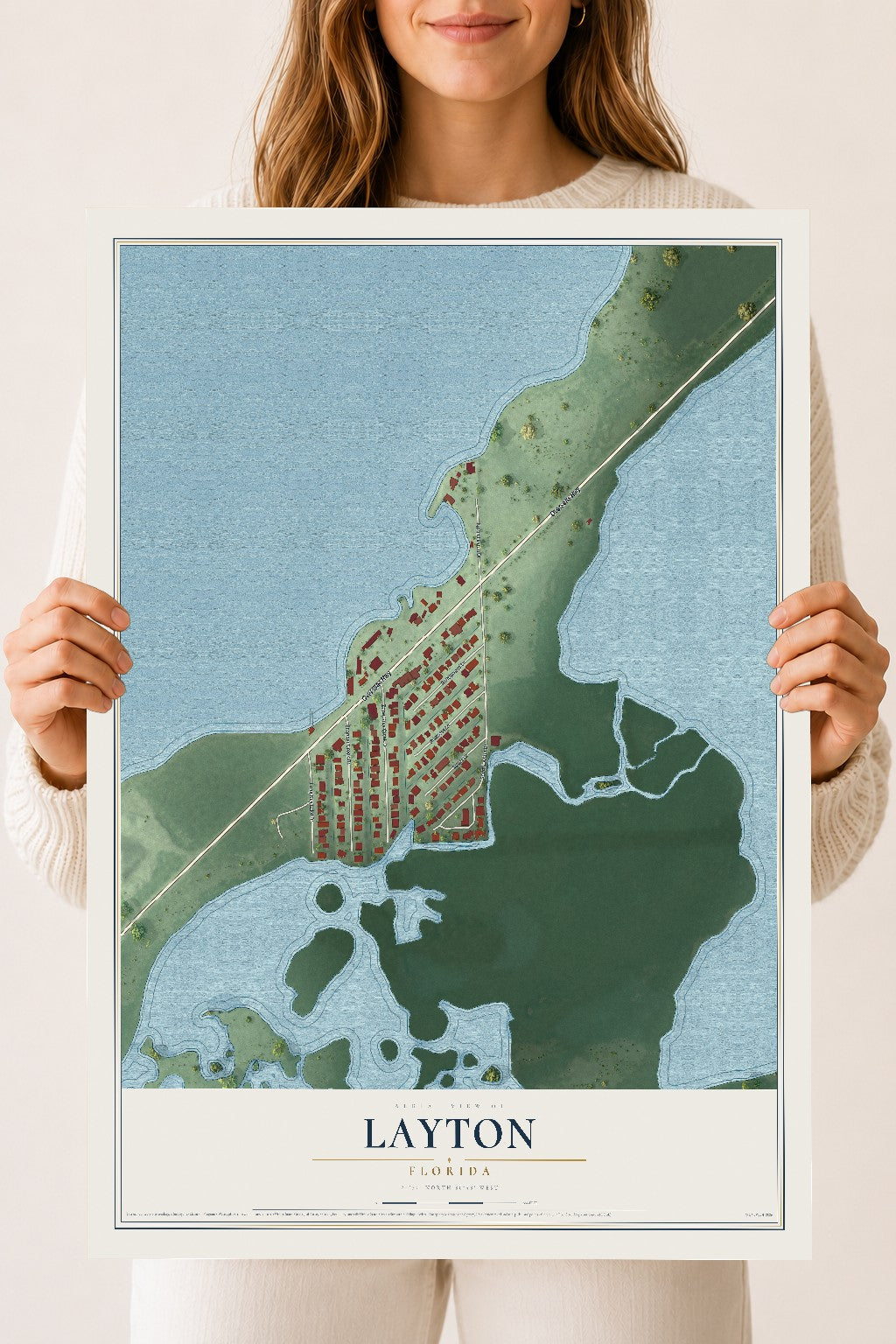 Layton, Florida map print, 18" x 24" Archival Matte Print mockup