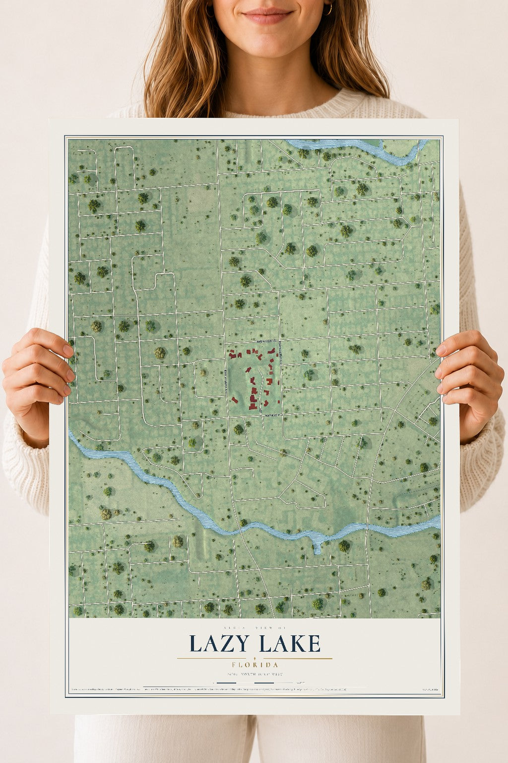 Lazy Lake, Florida map print, 18" x 24" Archival Matte Print mockup