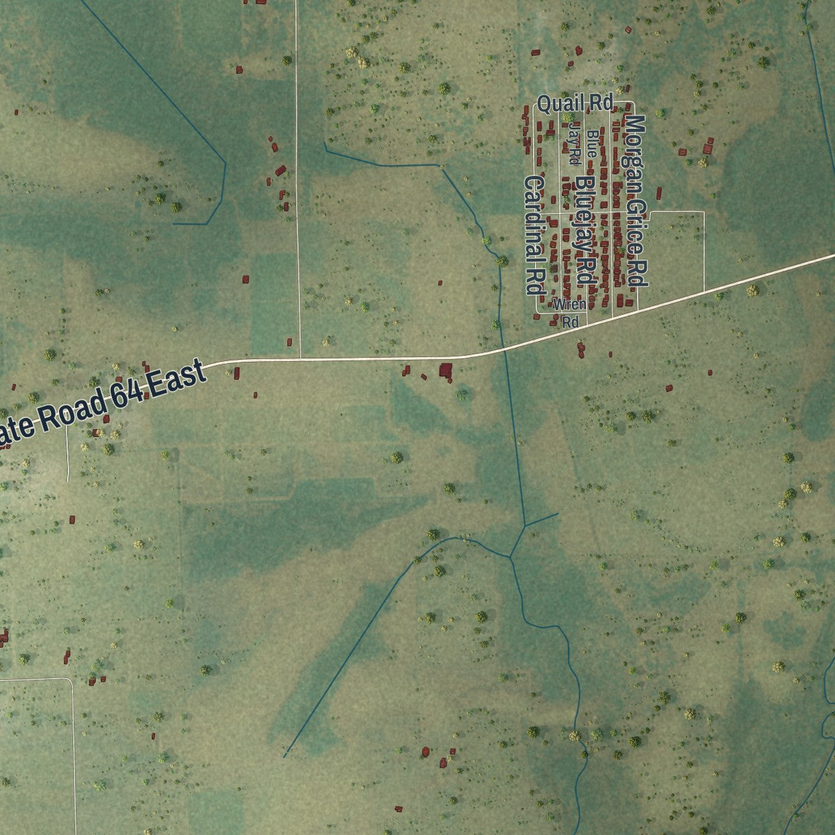 Close-up of the map of Lemon Grove, Florida print showing street and building detail