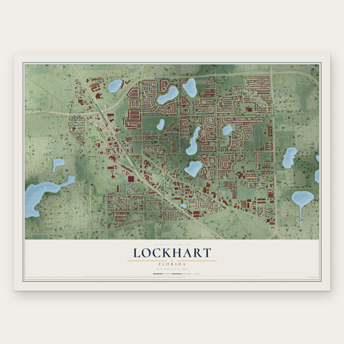 Lockhart, Florida map print, the full design