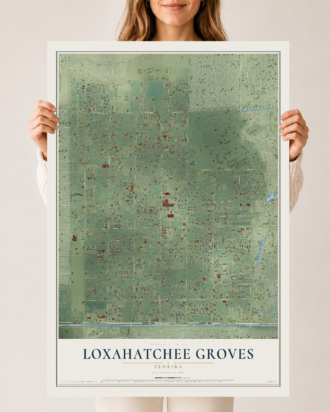 Loxahatchee Groves, Florida map print, 24" x 36" Archival Matte Print mockup