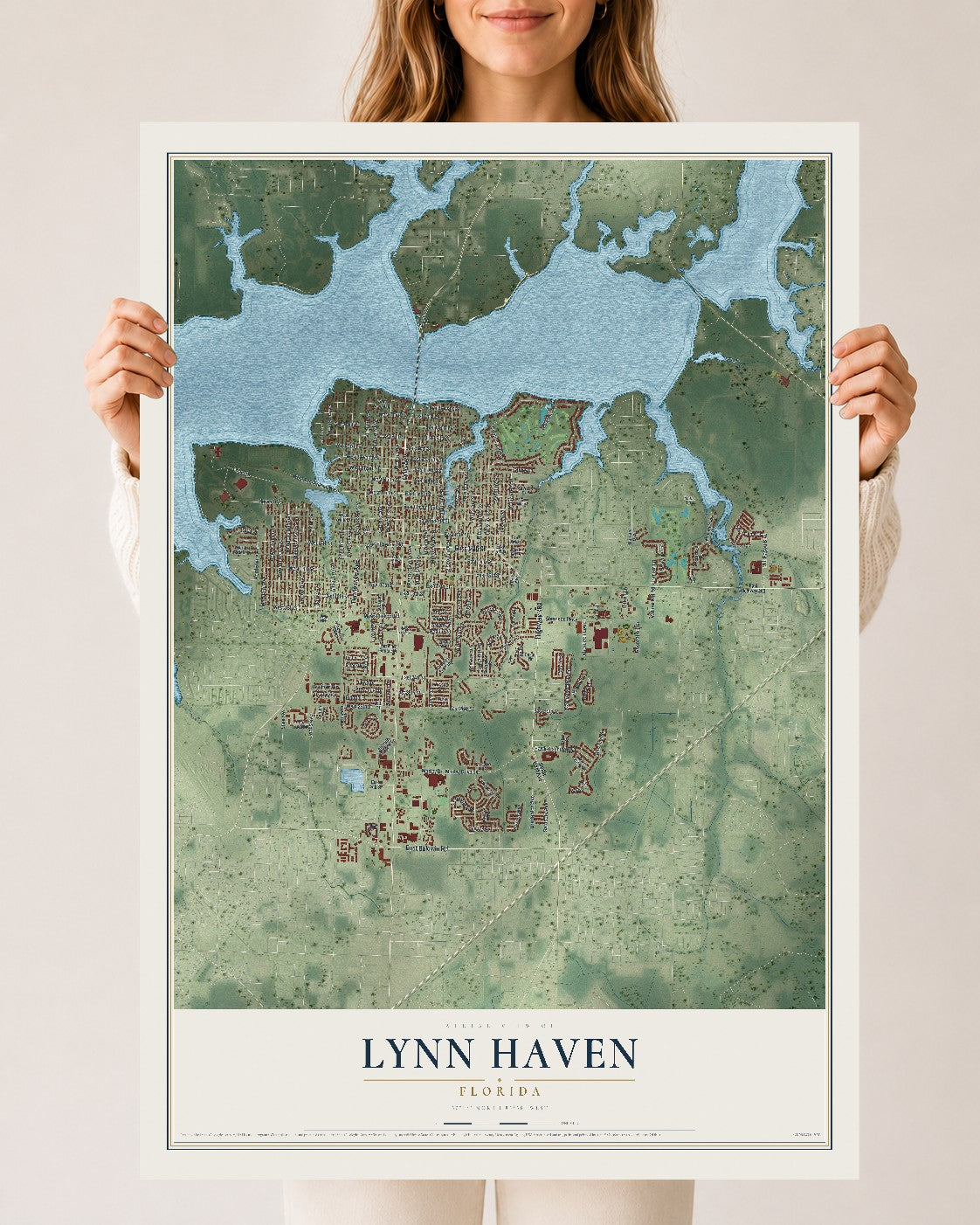 Lynn Haven, Florida map print, 24" x 36" Archival Matte Print mockup