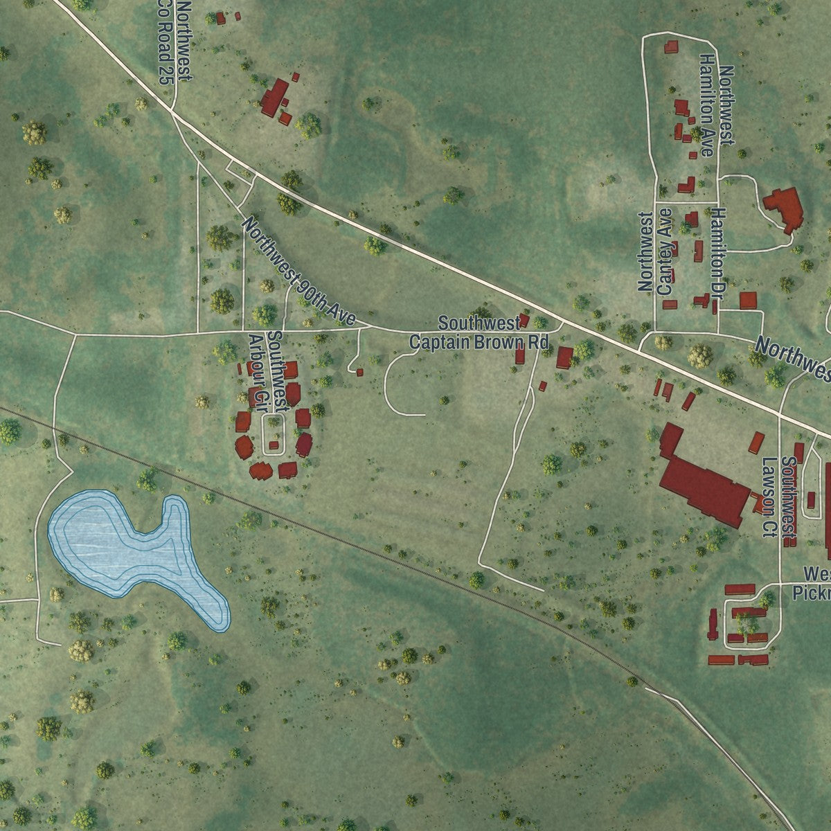 Close-up 2 of the Madison, Florida map artwork