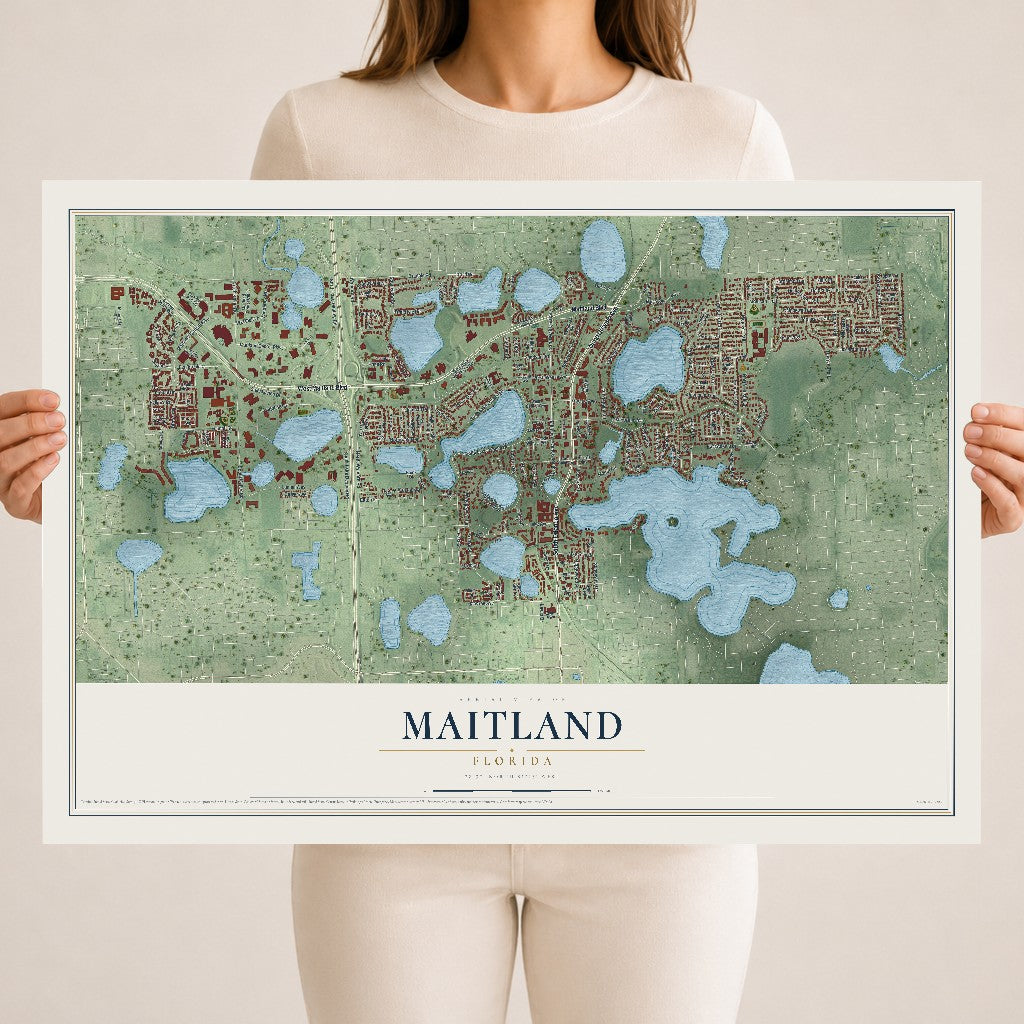 Maitland, Florida map print, 18" x 24" Archival Matte Print mockup