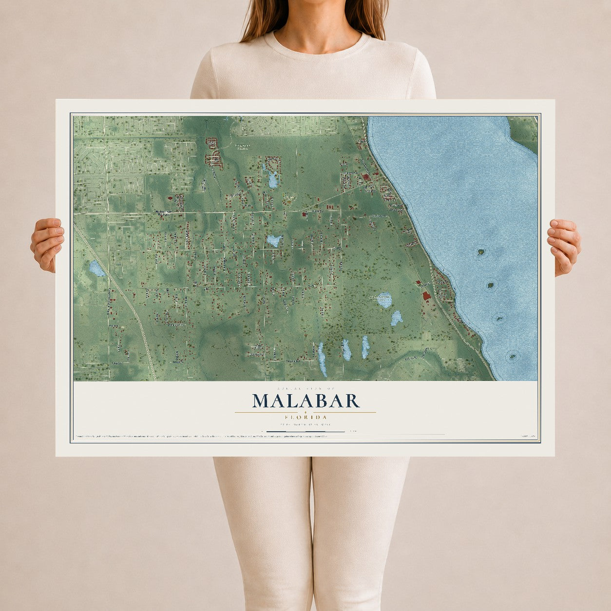 Malabar, Florida map print, 24" x 36" Archival Matte Print mockup