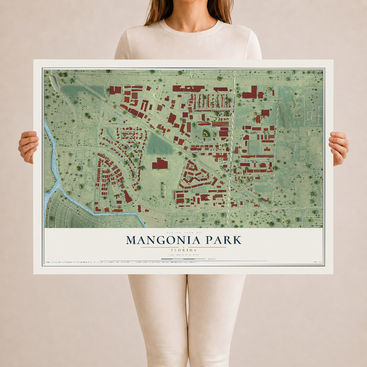 Mangonia Park, Florida map print, 24" x 36" Archival Matte Print mockup