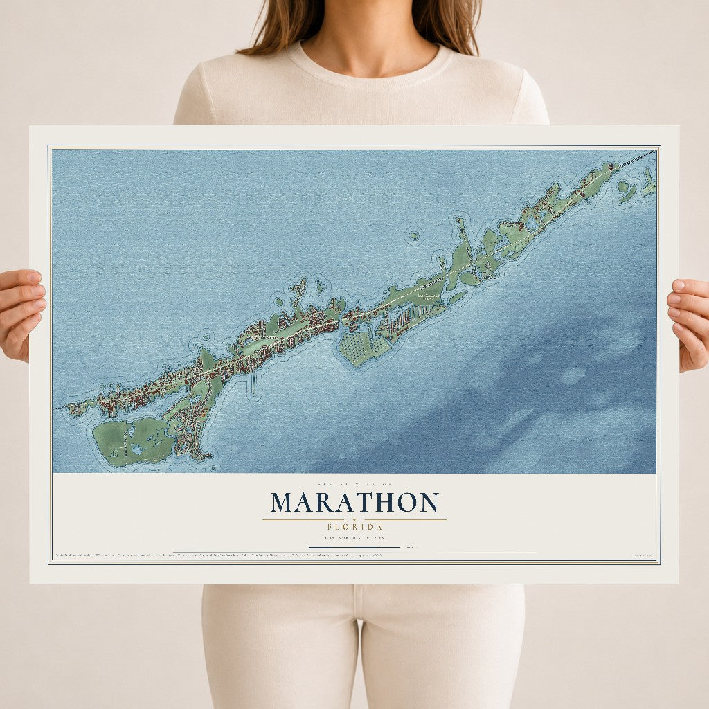 Marathon, Florida map print, 18" x 24" Archival Matte Print mockup