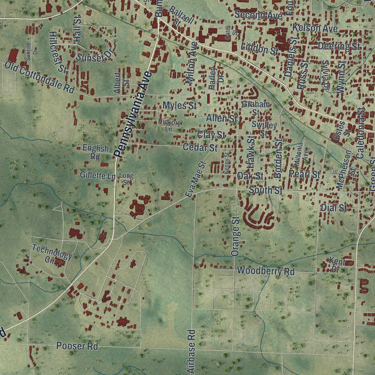 Close-up 1 of the Marianna, Florida map artwork