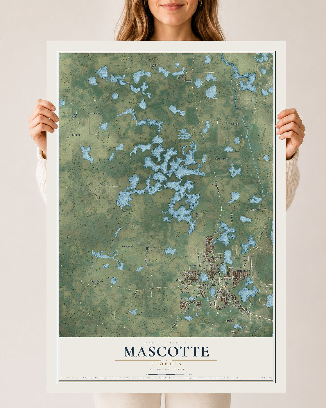 Mascotte, Florida map print, 24" x 36" Archival Matte Print mockup