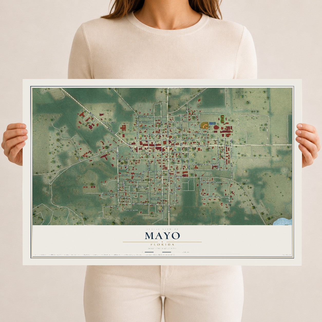 Mayo, Florida map print, 12" x 18" Archival Matte Print mockup