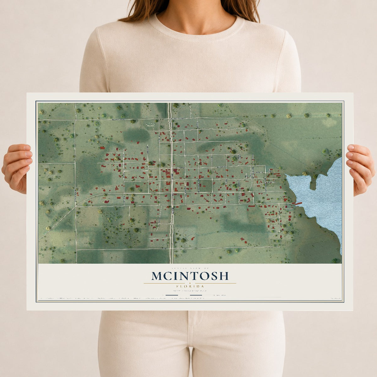 McIntosh, Florida map print, 12" x 18" Archival Matte Print mockup
