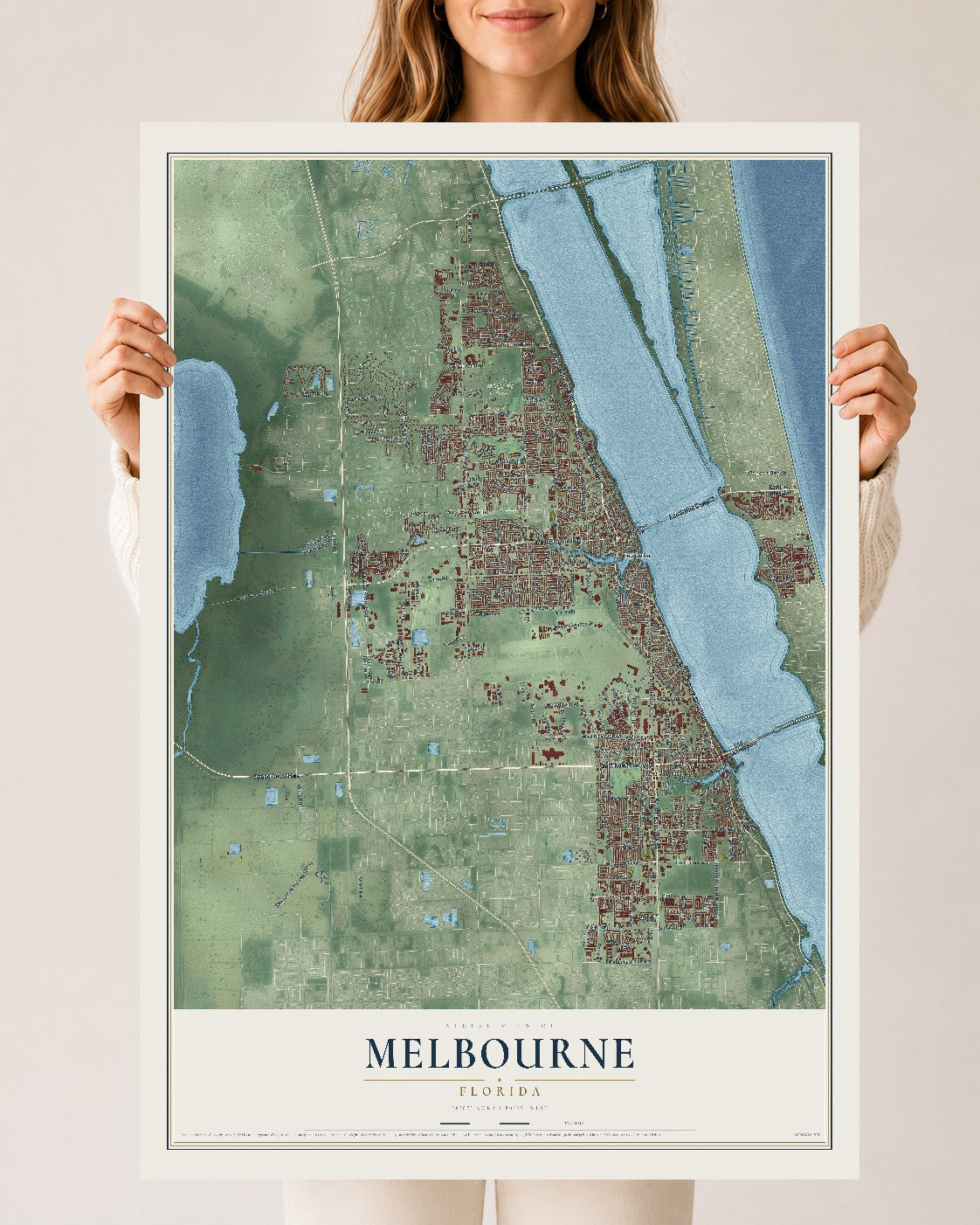 Melbourne, Florida map print, 24" x 36" Archival Matte Print mockup