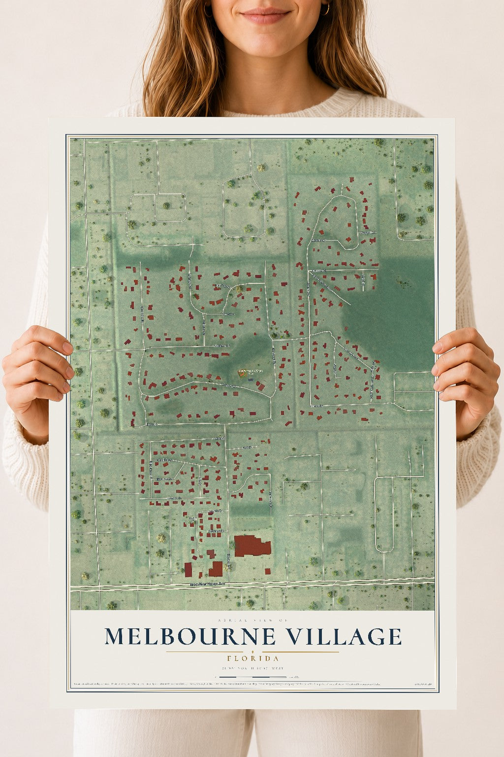 Melbourne Village, Florida map print, 18" x 24" Archival Matte Print mockup