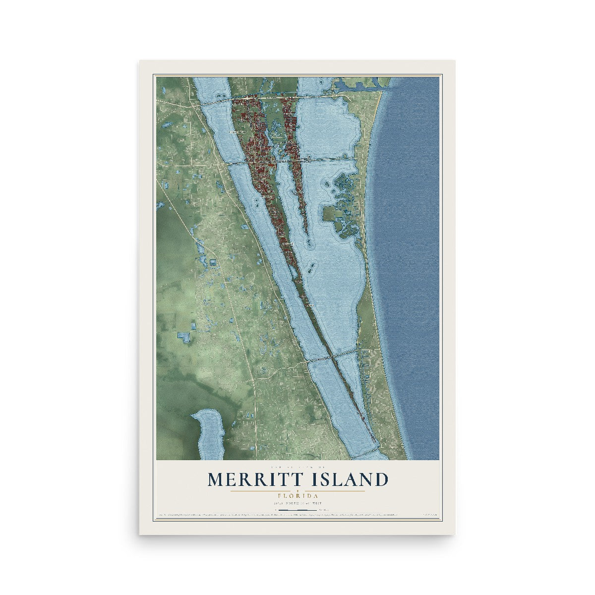 Merritt Island, Florida map print, 12" x 18" Archival Matte Print mockup