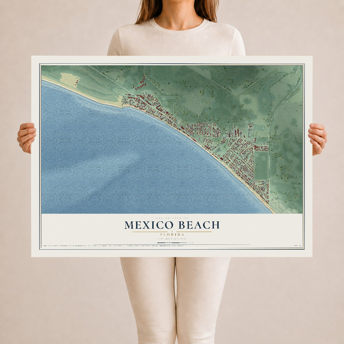 Mexico Beach, Florida map print, 24" x 36" Archival Matte Print mockup